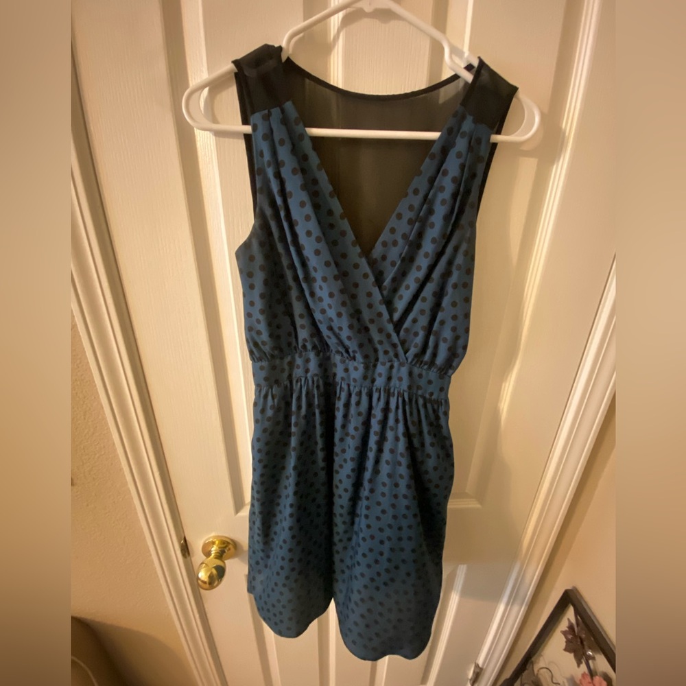 BCBG Blue Polka Dot Sleeveless Dress Sz 4